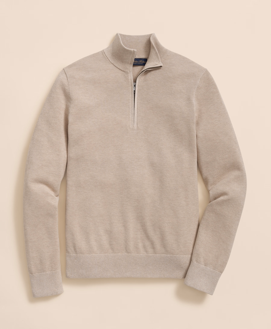 Brooks Brothers Supima Pique Solid Half Zip Sweater .avif