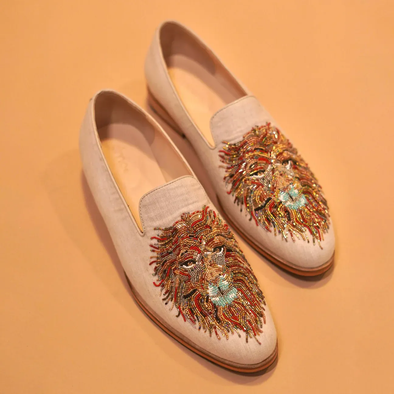 Dmo Dot Ivory Leather Zardozi Embroidered Loafers.webp