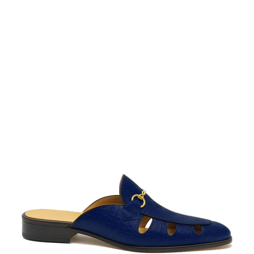 Italian Leather Company Embellished Textured Leather Mule .webp