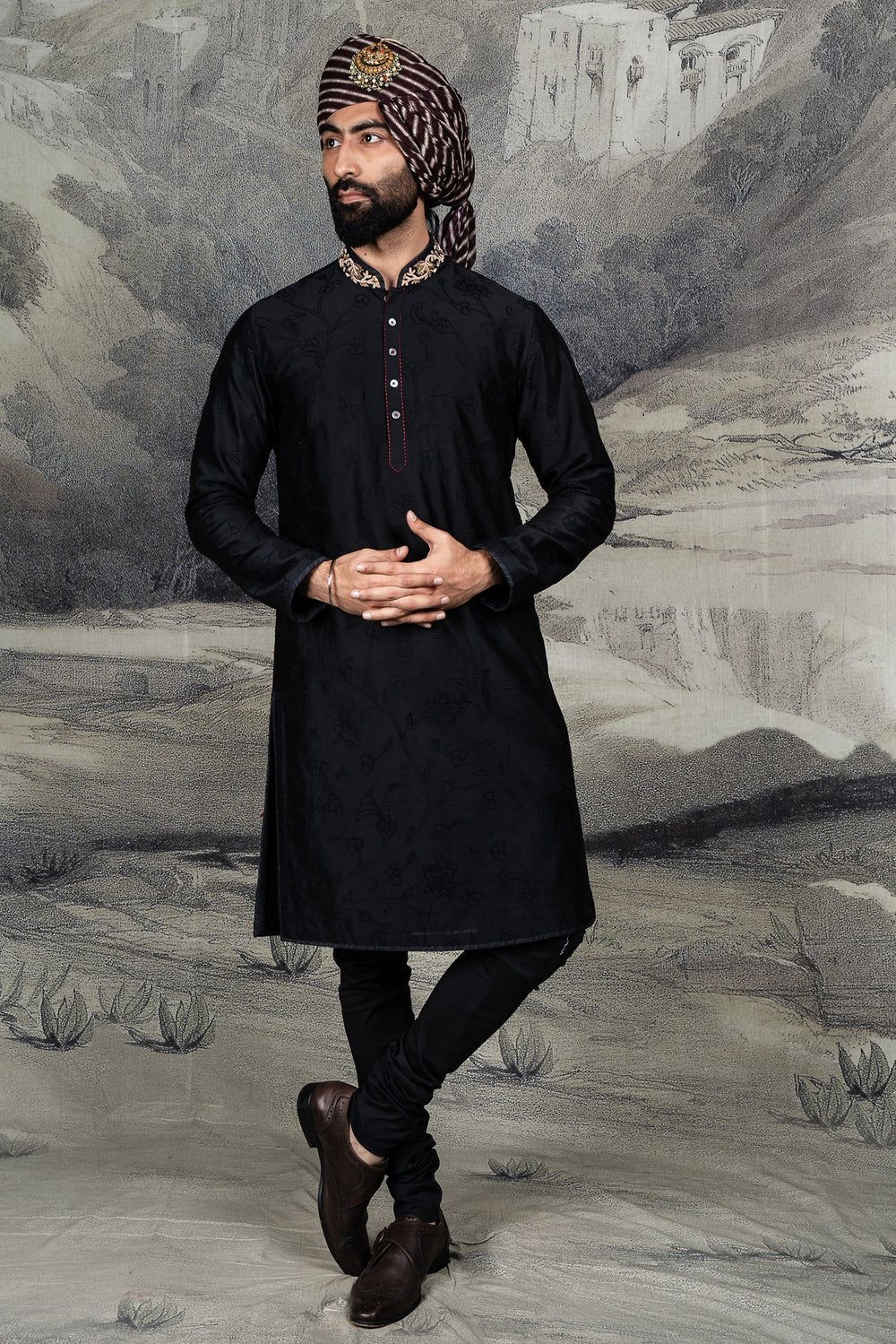 JJ Valaya Black Monochrome Kurta Set .jpg