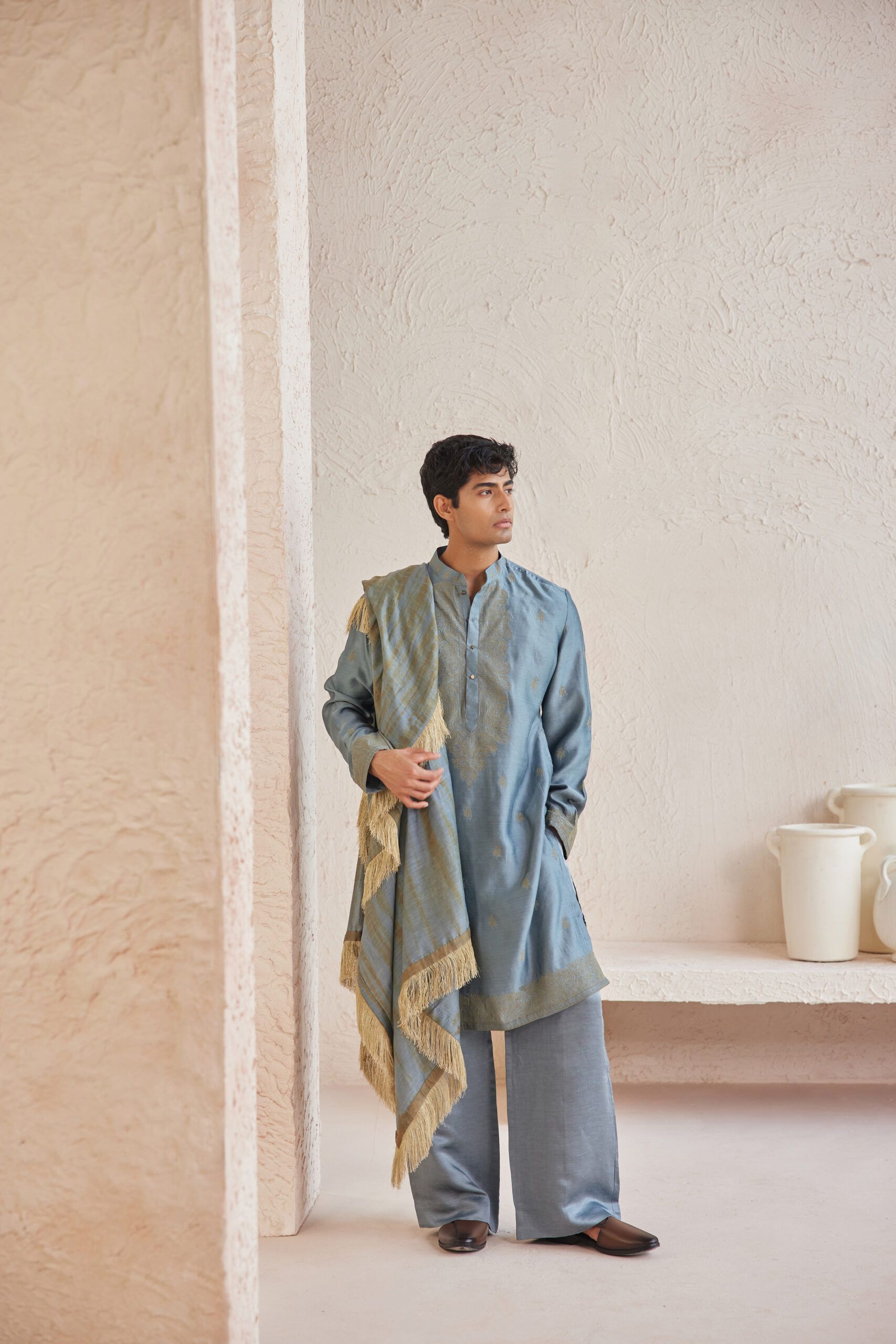 Jorah Teal Blue Resham Embroidery Kurta Set .jpg