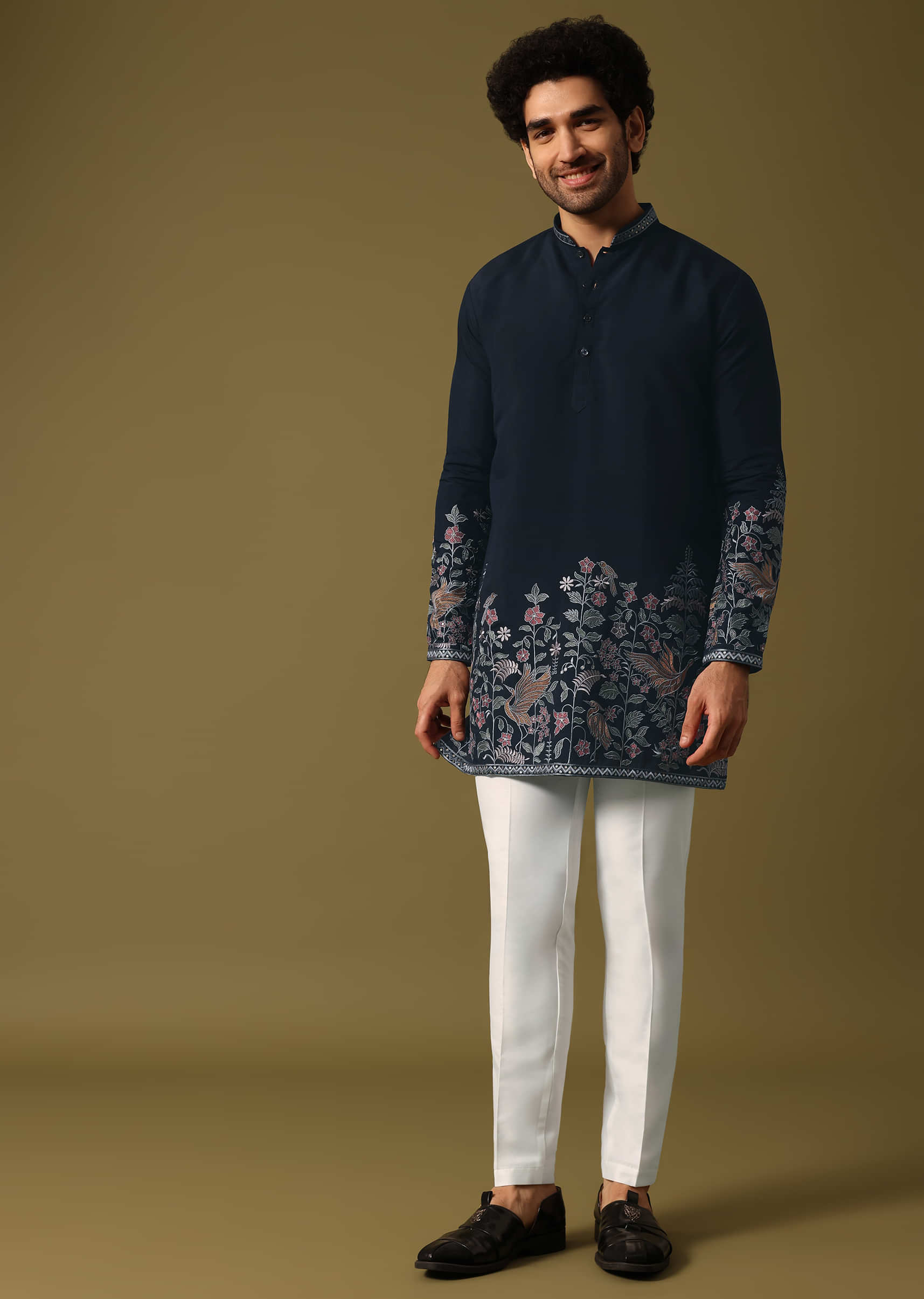 Kalki Navy Blue Cotton Kurta Set .jpg