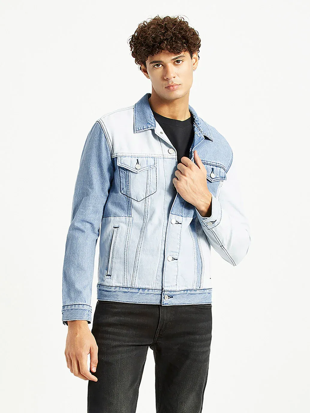 Levi’s Patchwork Light Blue Denim Trucker Jacket .webp
