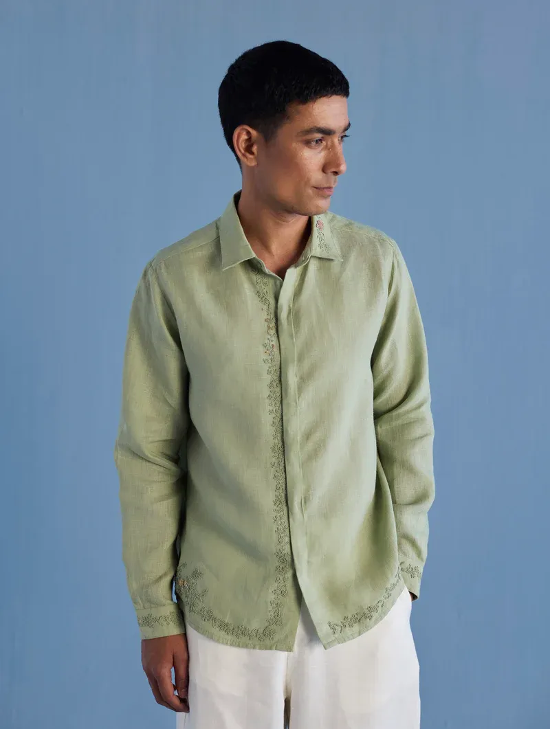 Manan Kuru Hand-Embroidered Linen Shirt .webp