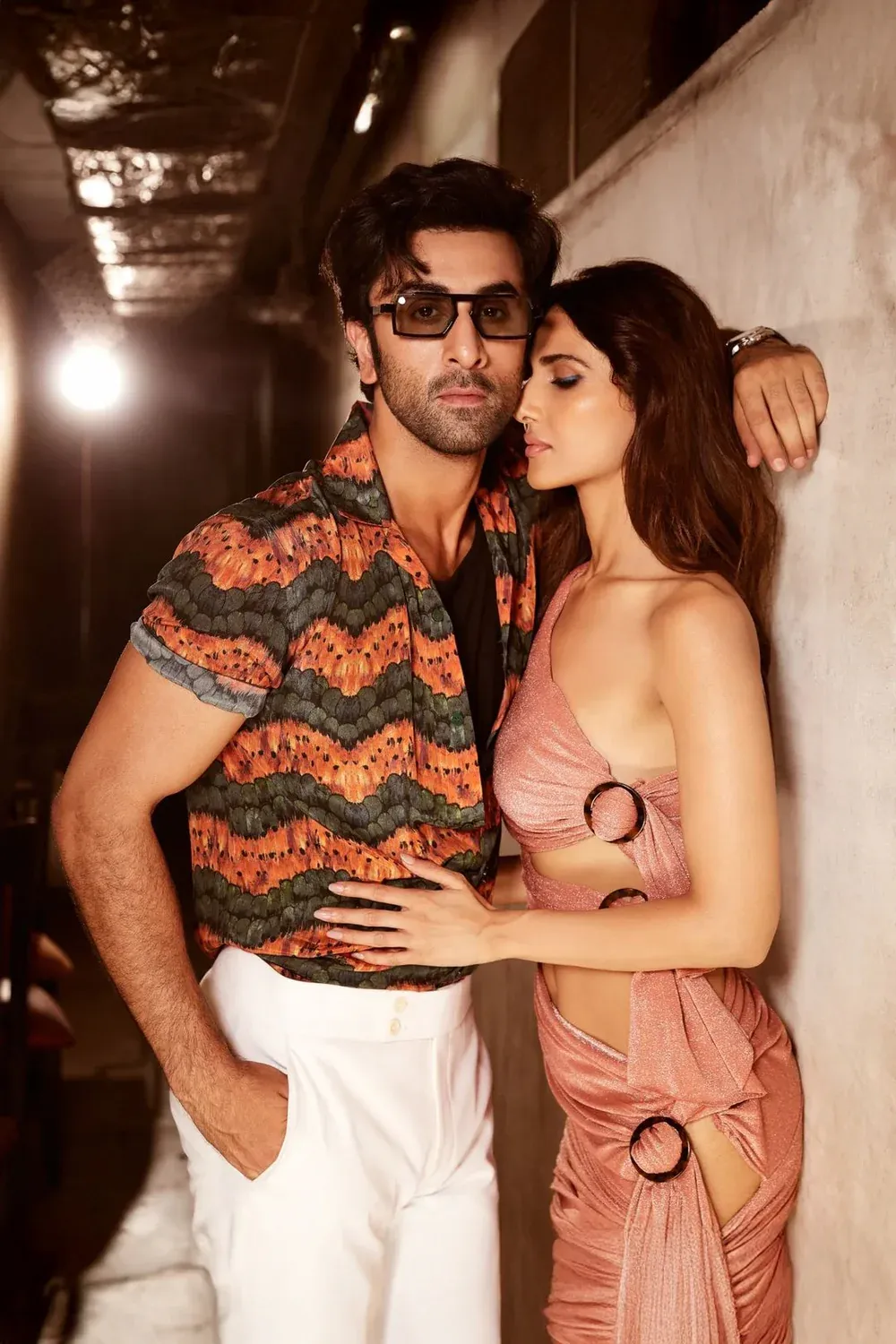 Nirmooha Olive Green & Burnt Orange Feather Printed Shirt-1.webp