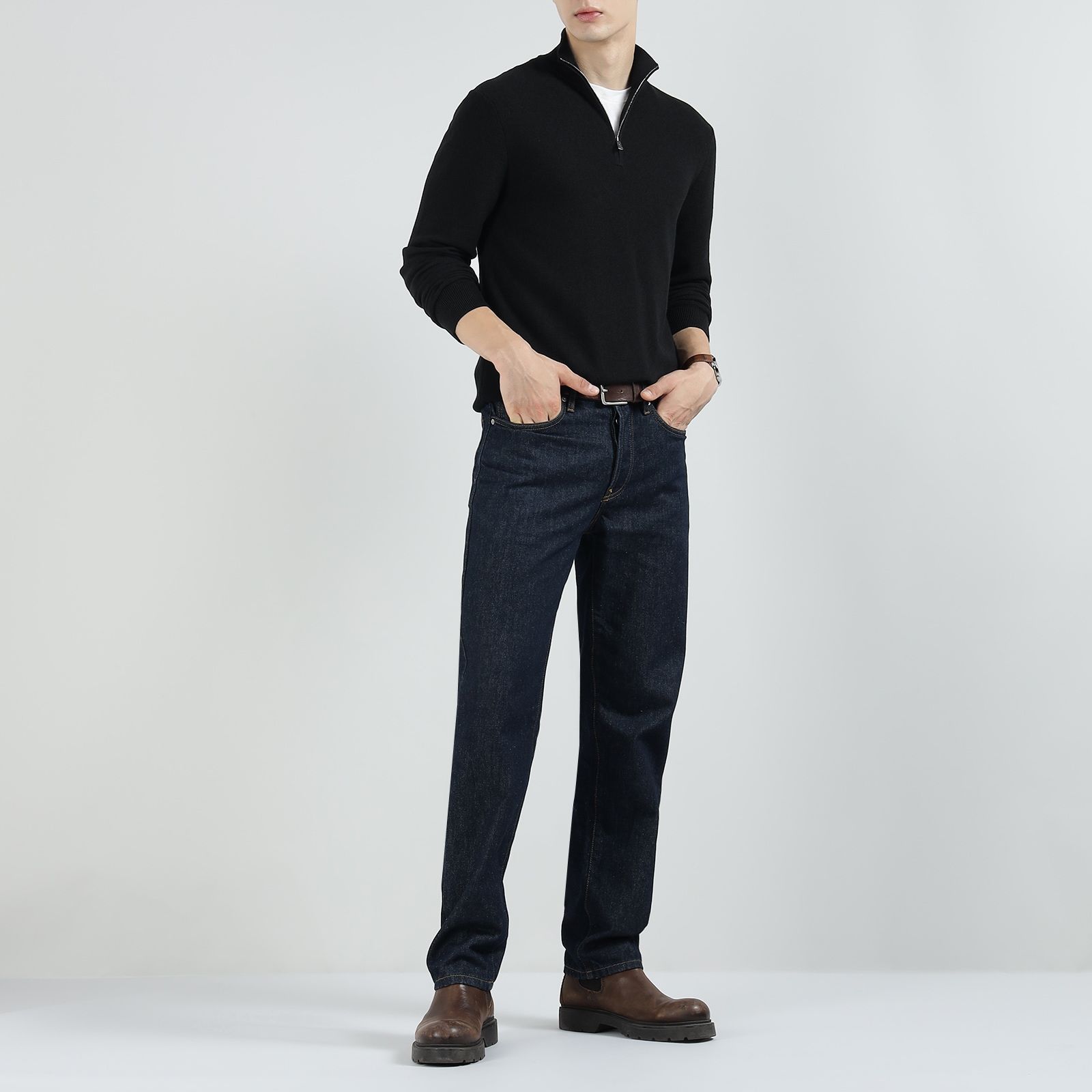 Ralph Lauren Men's Black Wool Pique Quarter Zip Pullover.jpeg