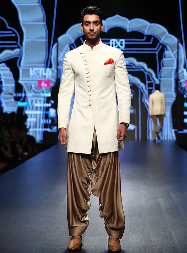 Rohit Kamra Beige Silk Cowl Pant .webp