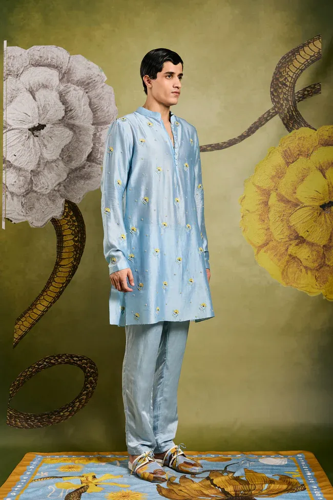 Shivan & Narresh Cloud Floret Skein Kurta Set .webp