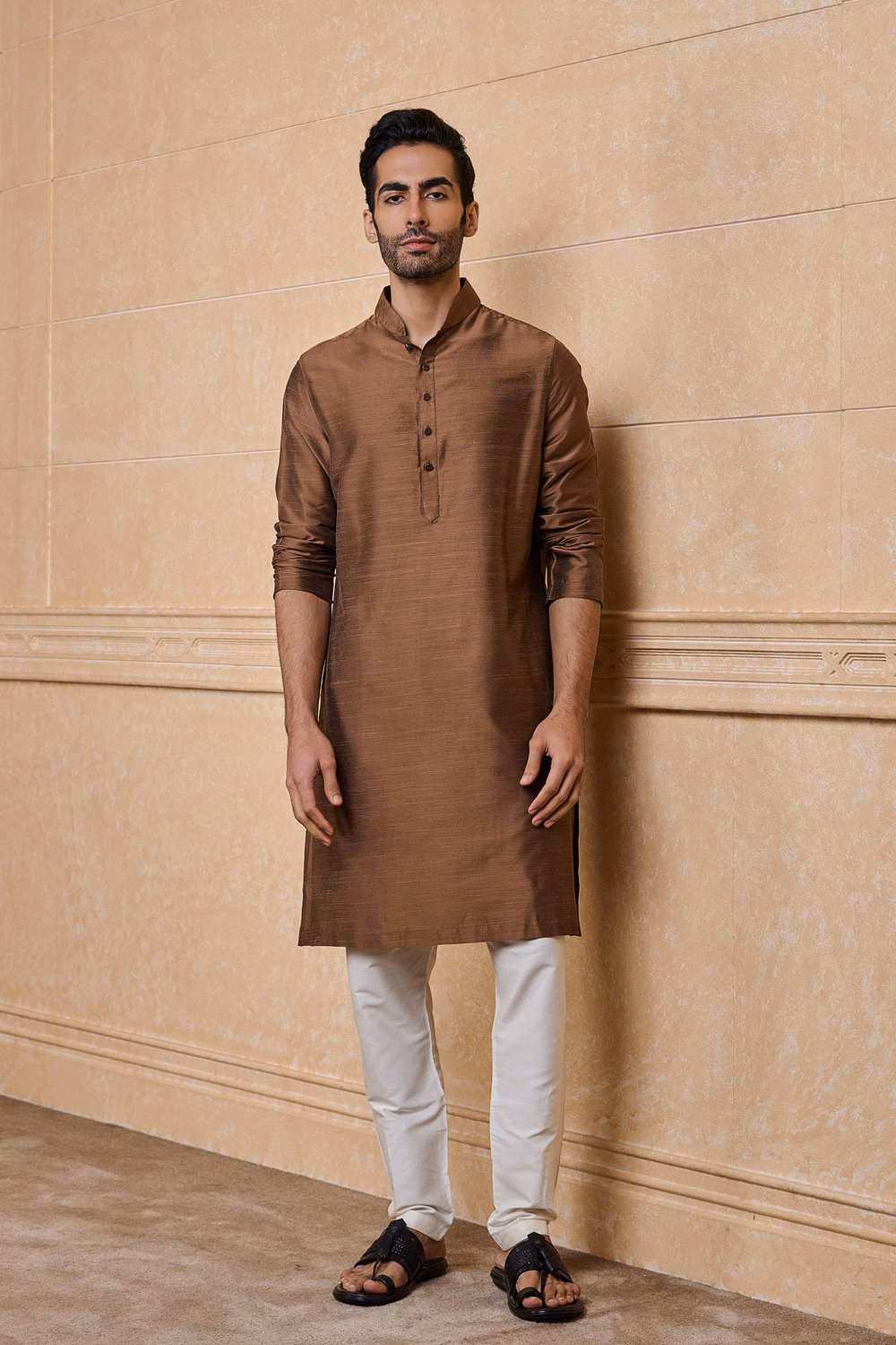 Tasva Brown Classic Solid Single Kurta .avif