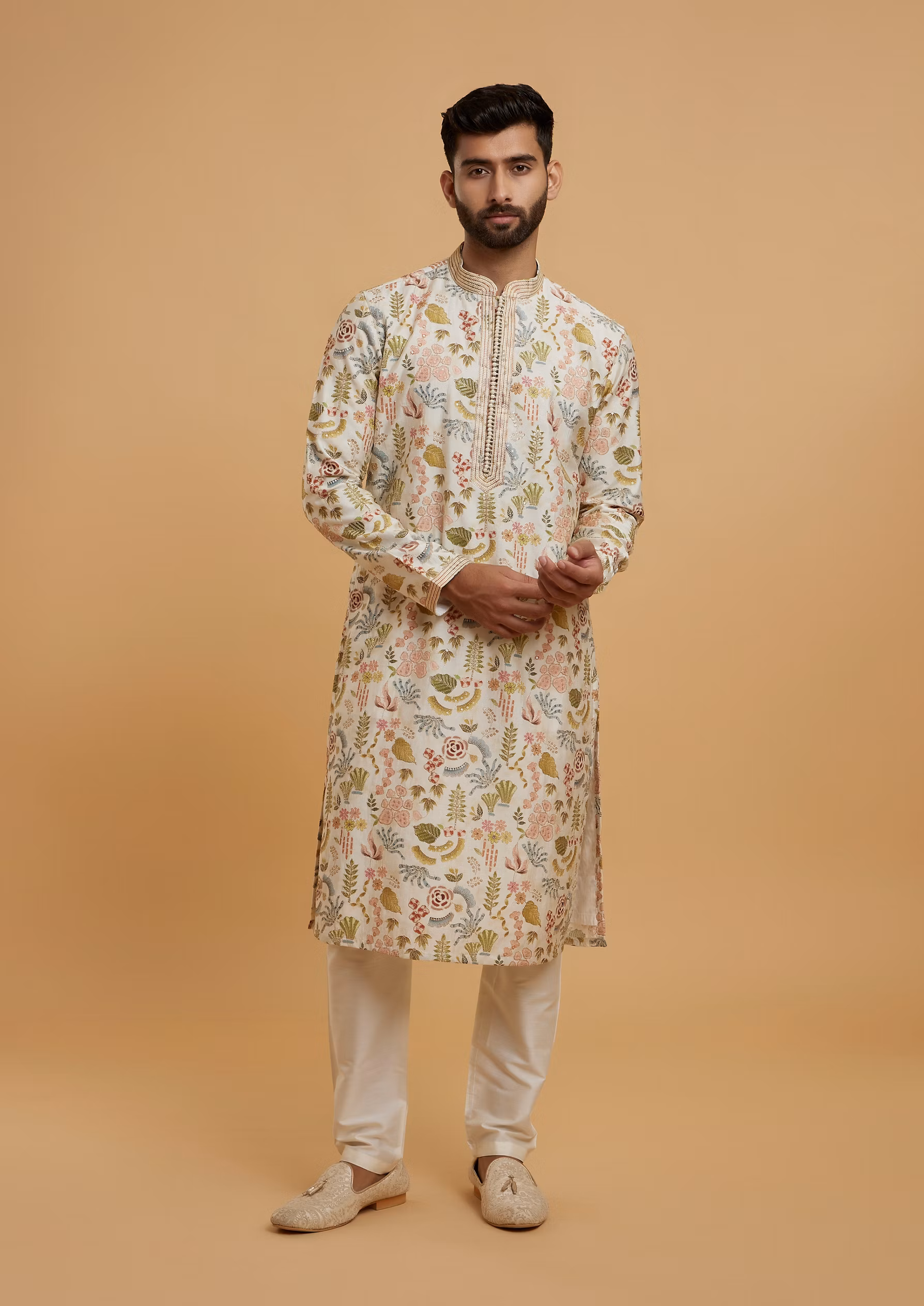 Twamev Cream Kurta Pajama .avif