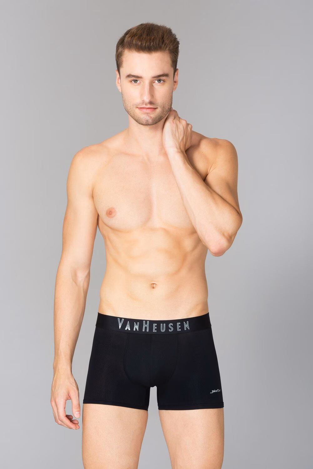 Van Heusen Men Pure Black Solid Swift Dry High Stretch Mesh AIR Series Active Trunk .avif