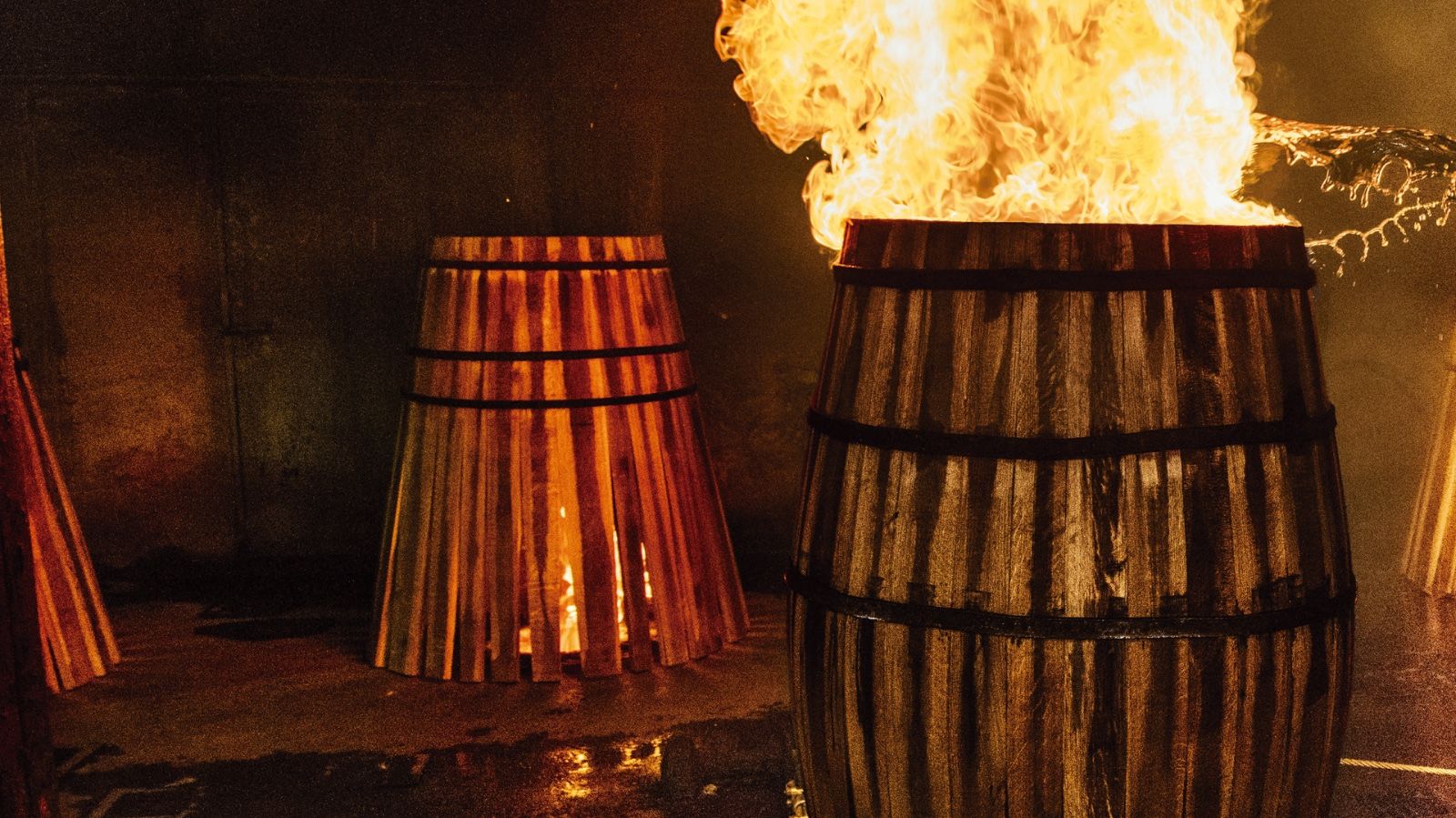 tevasa cooperage cask being scorched together